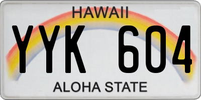 HI license plate YYK604