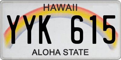 HI license plate YYK615