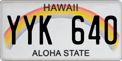 HI license plate YYK640