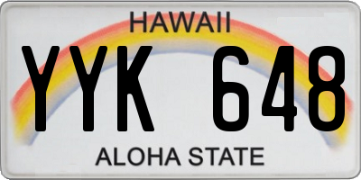 HI license plate YYK648