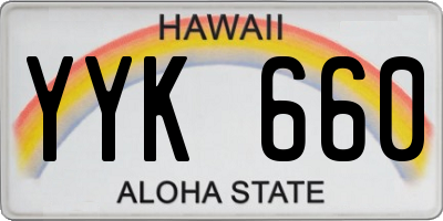 HI license plate YYK660