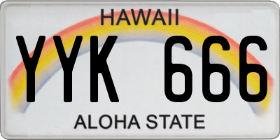 HI license plate YYK666
