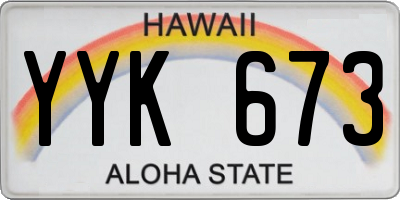 HI license plate YYK673