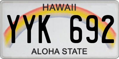 HI license plate YYK692