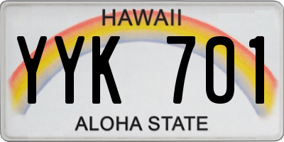 HI license plate YYK701