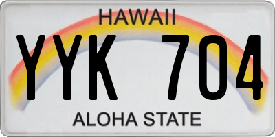 HI license plate YYK704