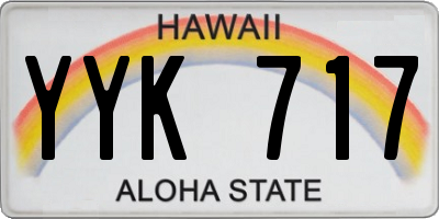 HI license plate YYK717