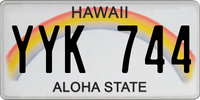 HI license plate YYK744