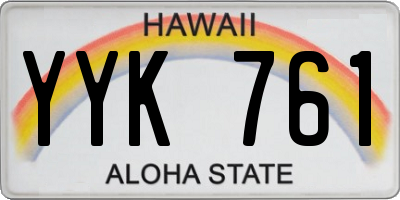 HI license plate YYK761