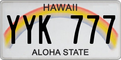 HI license plate YYK777