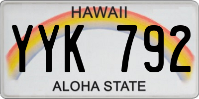 HI license plate YYK792