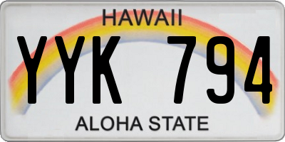 HI license plate YYK794