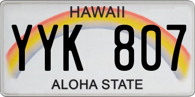 HI license plate YYK807