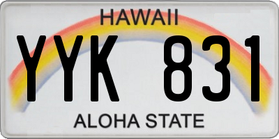 HI license plate YYK831