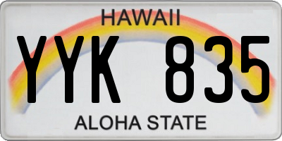 HI license plate YYK835