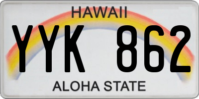 HI license plate YYK862