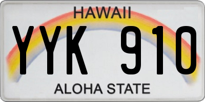 HI license plate YYK910