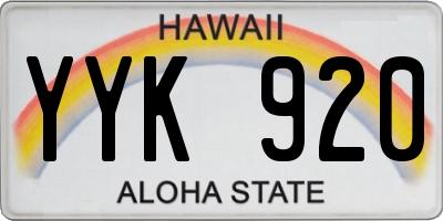 HI license plate YYK920