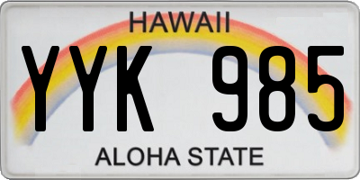 HI license plate YYK985