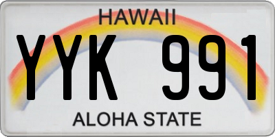 HI license plate YYK991