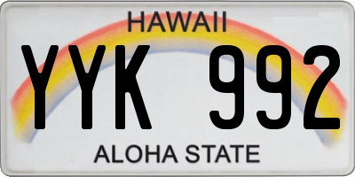HI license plate YYK992