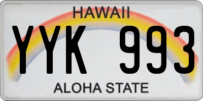 HI license plate YYK993