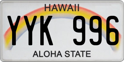 HI license plate YYK996