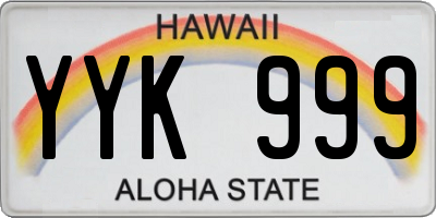 HI license plate YYK999
