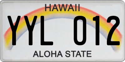HI license plate YYL012