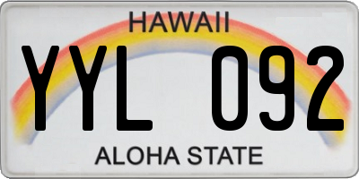 HI license plate YYL092