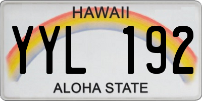 HI license plate YYL192