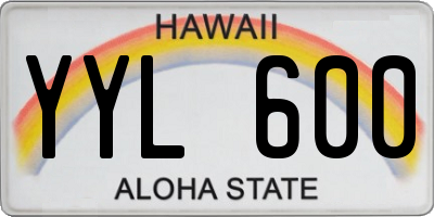HI license plate YYL600