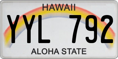 HI license plate YYL792