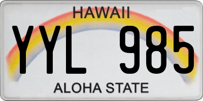 HI license plate YYL985