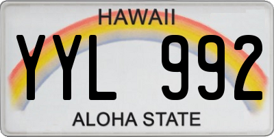 HI license plate YYL992