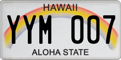 HI license plate YYM007