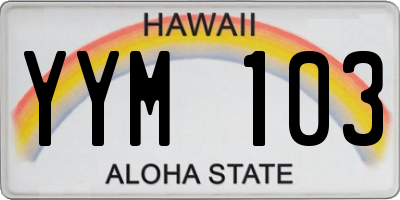 HI license plate YYM103