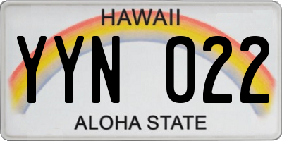 HI license plate YYN022