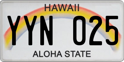 HI license plate YYN025