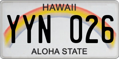 HI license plate YYN026