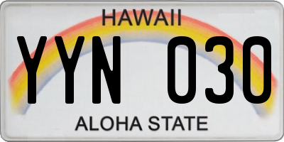 HI license plate YYN030