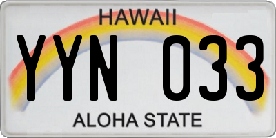 HI license plate YYN033