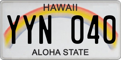 HI license plate YYN040