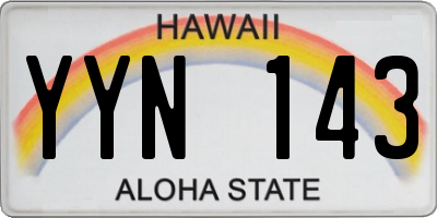 HI license plate YYN143