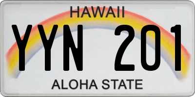 HI license plate YYN201