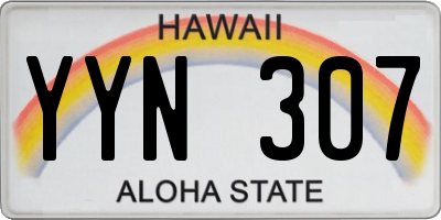HI license plate YYN307