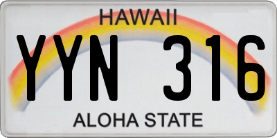 HI license plate YYN316