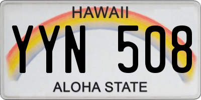 HI license plate YYN508