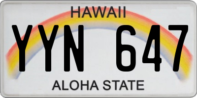 HI license plate YYN647