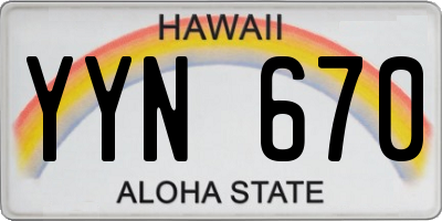HI license plate YYN670